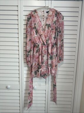 Express Pink Floral Wrap Dress